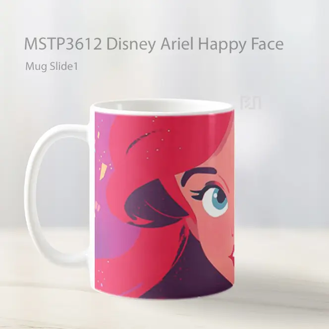Disney Ariel Happy Face Mug Gelas Keramik MSTP3612 - All-side / Desain
