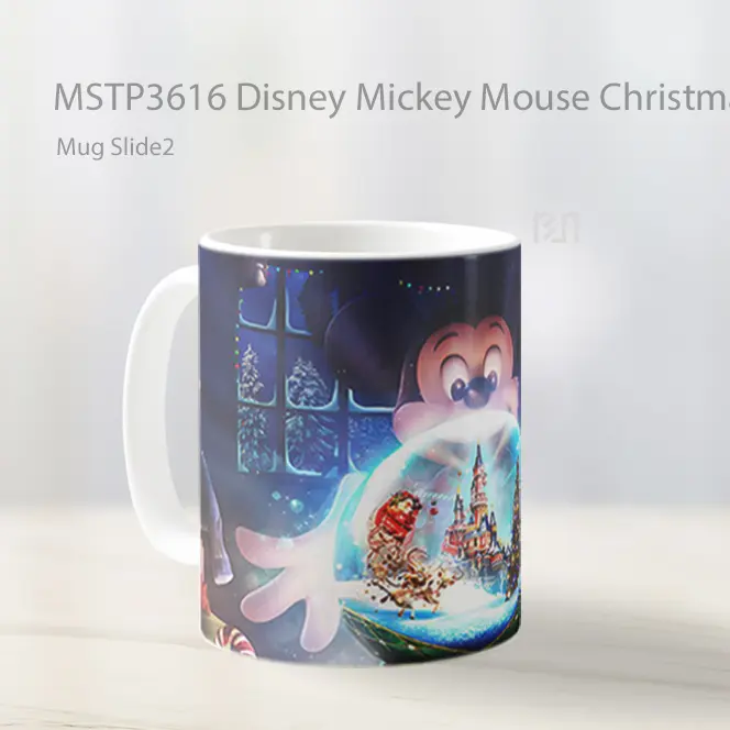 Disney Mickey Mouse Christmas Snow Globe Mug Gelas Keramik MSTP3616 - All-side / Desain