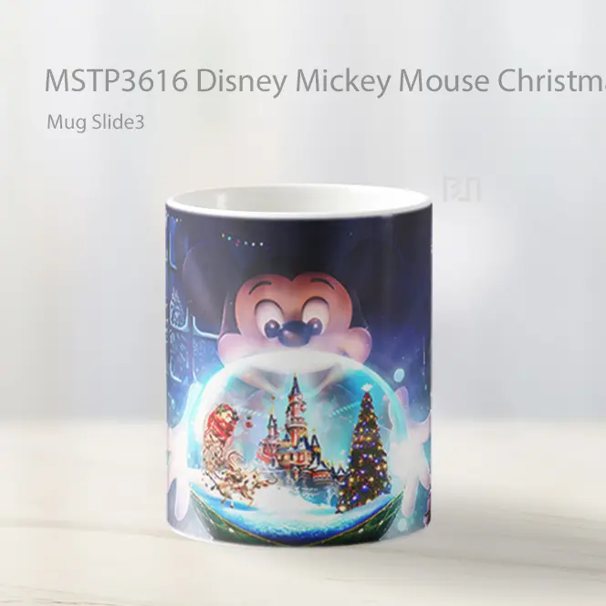 Disney Mickey Mouse Christmas Snow Globe Mug Gelas Keramik MSTP3616 - All-side / Desain