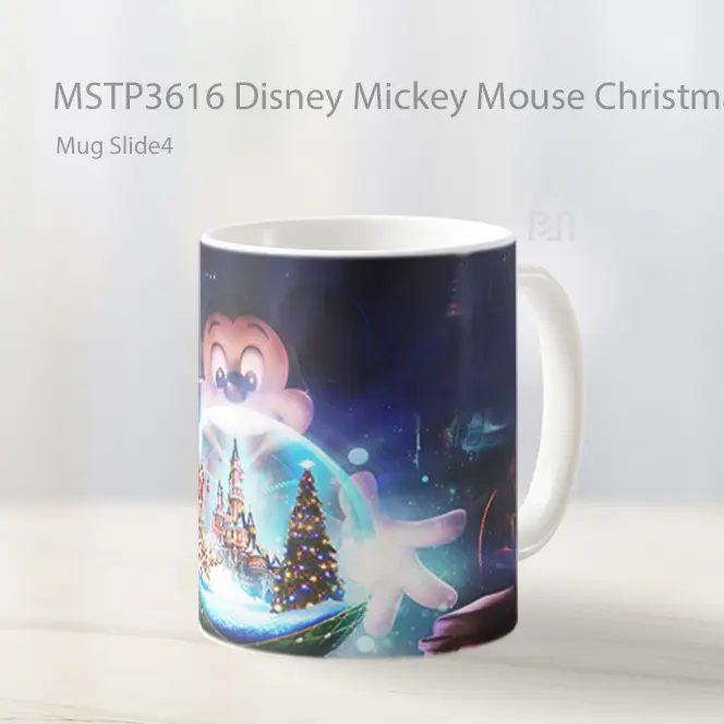 Disney Mickey Mouse Christmas Snow Globe Mug Gelas Keramik MSTP3616