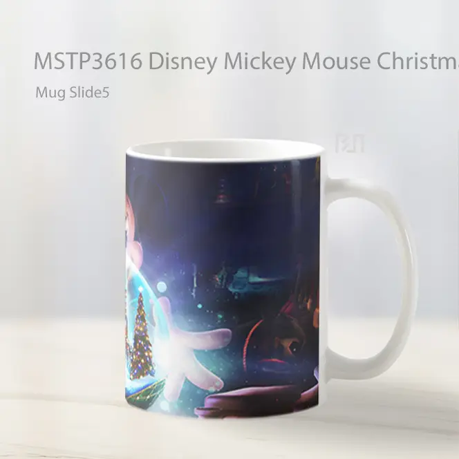 Disney Mickey Mouse Christmas Snow Globe Mug Gelas Keramik MSTP3616 - All-side / Desain