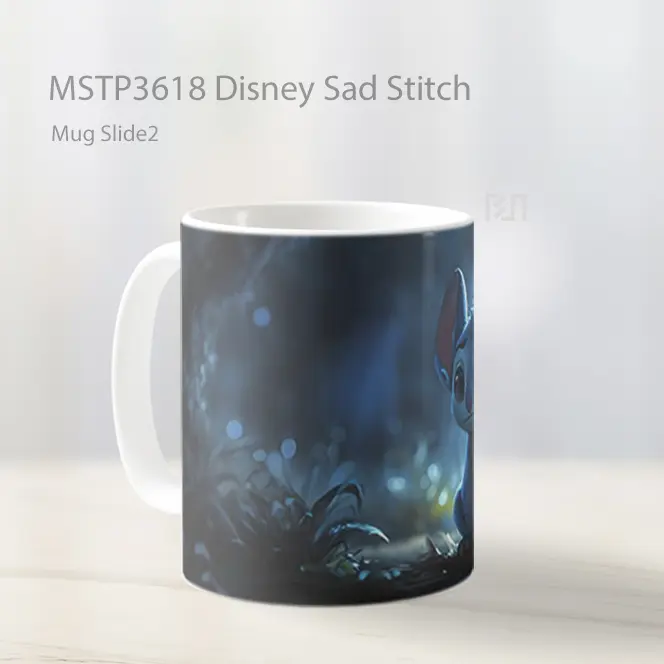 Disney Sad Stitch Mug Gelas Keramik MSTP3618 - All-side / Desain