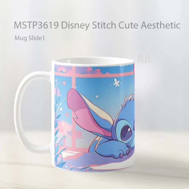 Disney Stitch Cute Aesthetic Mug Gelas Keramik MSTP3619 - All-side / Desain