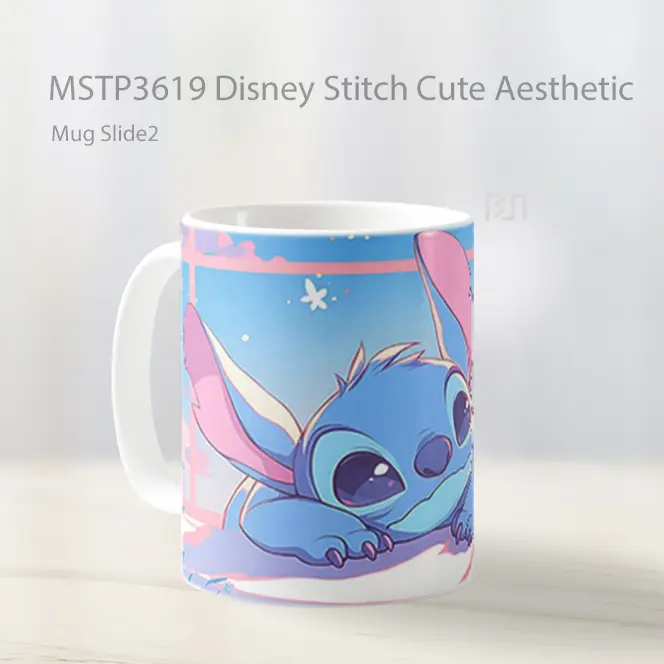 Disney Stitch Cute Aesthetic Mug Gelas Keramik MSTP3619 - All-side / Desain