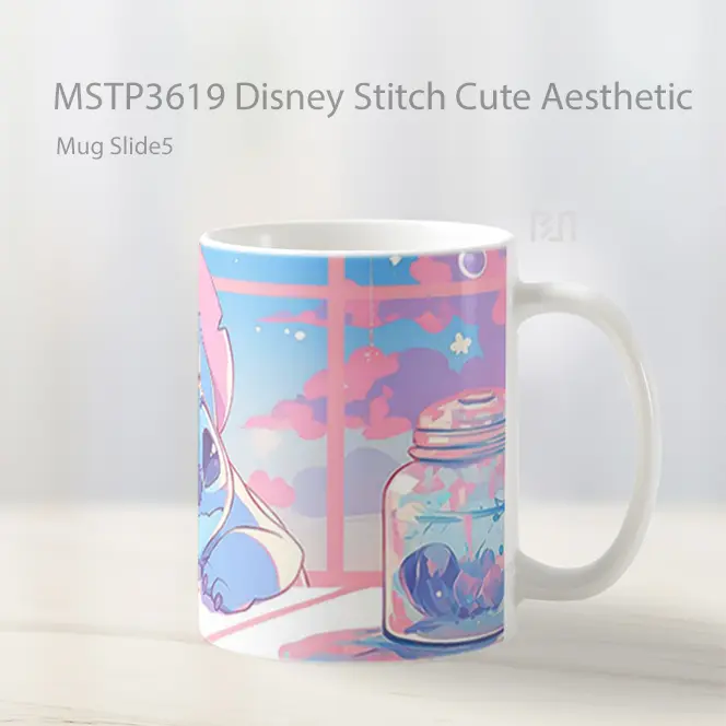 Disney Stitch Cute Aesthetic Mug Gelas Keramik MSTP3619 - All-side / Desain
