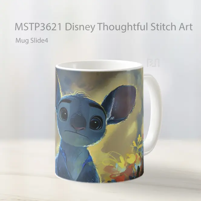 Disney Thoughtful Stitch Art Mug Gelas Keramik MSTP3621