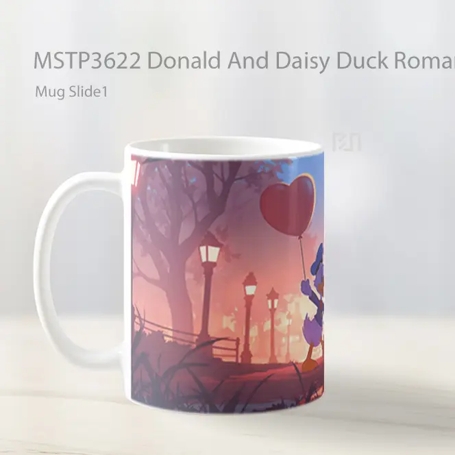 Donald And Daisy Duck Romantic Valentines Mug Gelas Keramik MSTP3622 - All-side / Desain