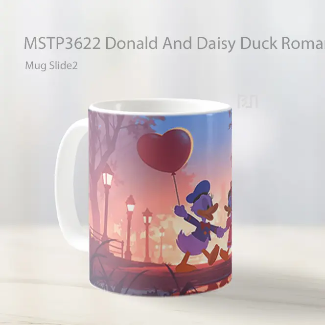 Donald And Daisy Duck Romantic Valentines Mug Gelas Keramik MSTP3622 - All-side / Desain