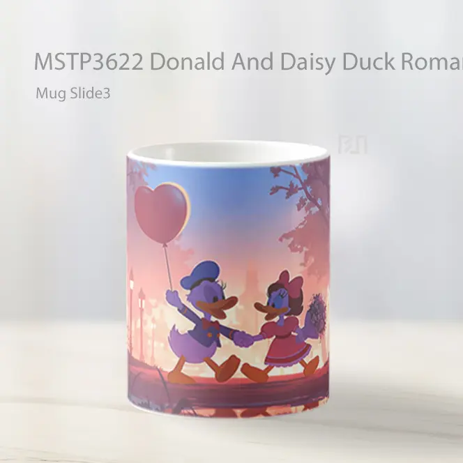 Donald And Daisy Duck Romantic Valentines Mug Gelas Keramik MSTP3622 - All-side / Desain