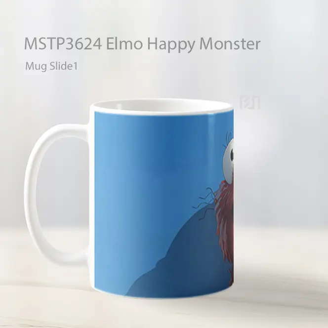 Elmo Happy Monster Mug Gelas Keramik MSTP3624 - All-side / Desain