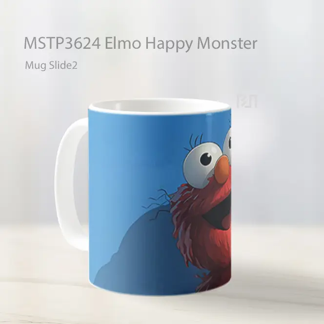 Elmo Happy Monster Mug Gelas Keramik MSTP3624 - All-side / Desain