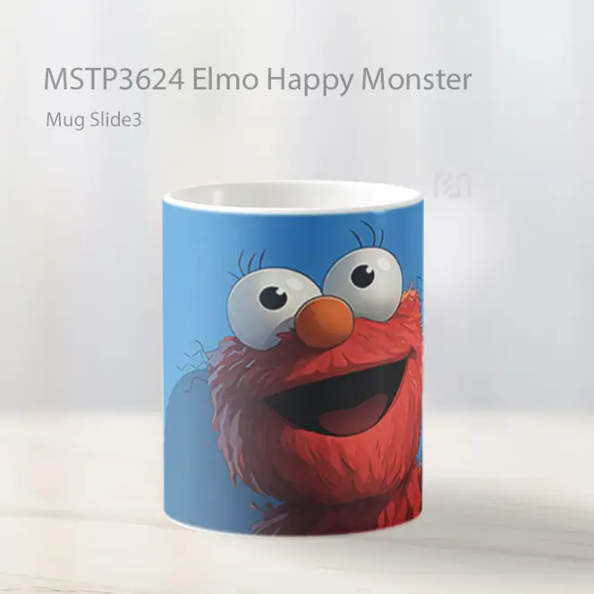 Elmo Happy Monster Mug Gelas Keramik MSTP3624 - All-side / Desain
