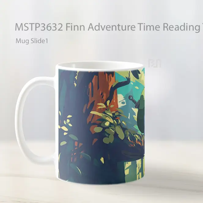 Finn Adventure Time Reading Tree Mug Gelas Keramik MSTP3632 - All-side / Desain