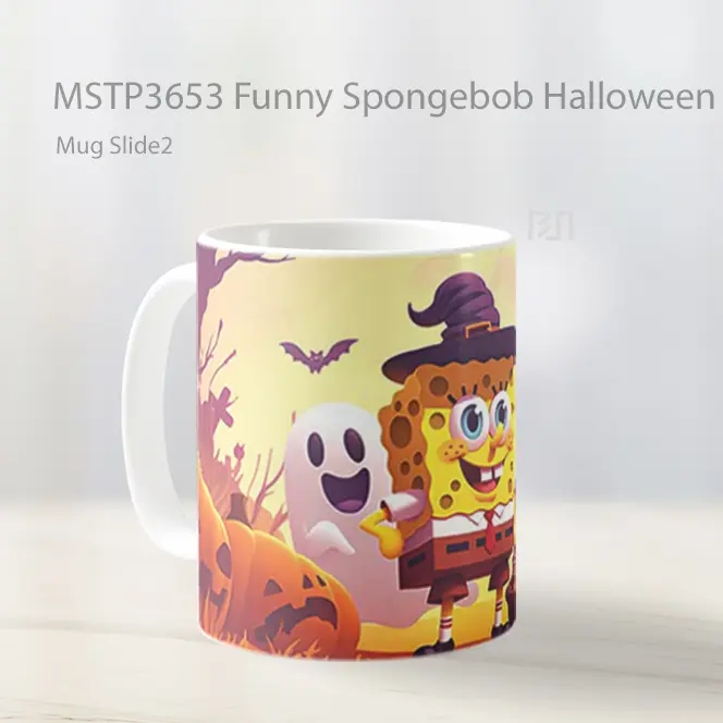 Funny Spongebob Halloween Costume Mug Gelas Keramik MSTP3653 - All-side / Desain