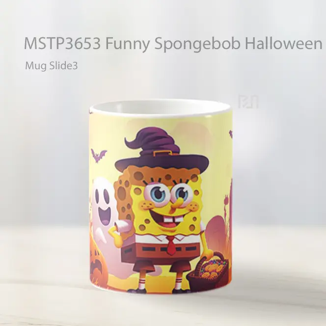 Funny Spongebob Halloween Costume Mug Gelas Keramik MSTP3653 - All-side / Desain