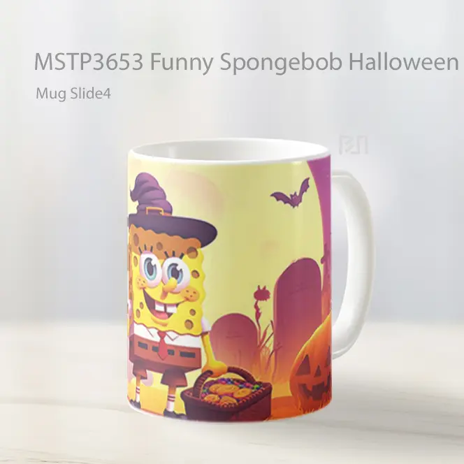 Funny Spongebob Halloween Costume Mug Gelas Keramik MSTP3653