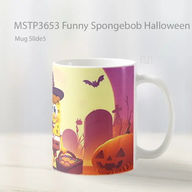 Funny Spongebob Halloween Costume Mug Gelas Keramik MSTP3653 - All-side / Desain