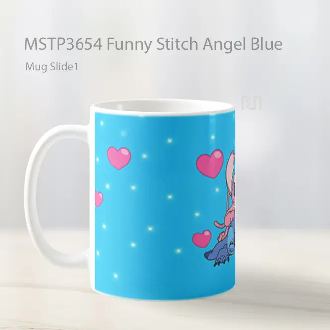 Funny Stitch Angel Blue Mug Gelas Keramik MSTP3654 - All-side / Desain