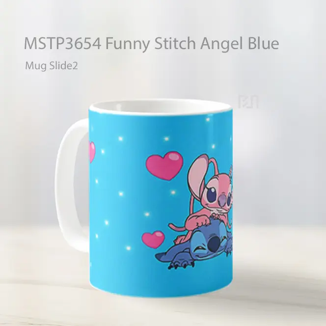 Funny Stitch Angel Blue Mug Gelas Keramik MSTP3654 - All-side / Desain