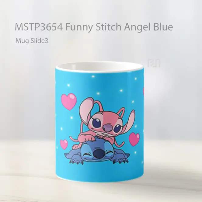 Funny Stitch Angel Blue Mug Gelas Keramik MSTP3654 - All-side / Desain