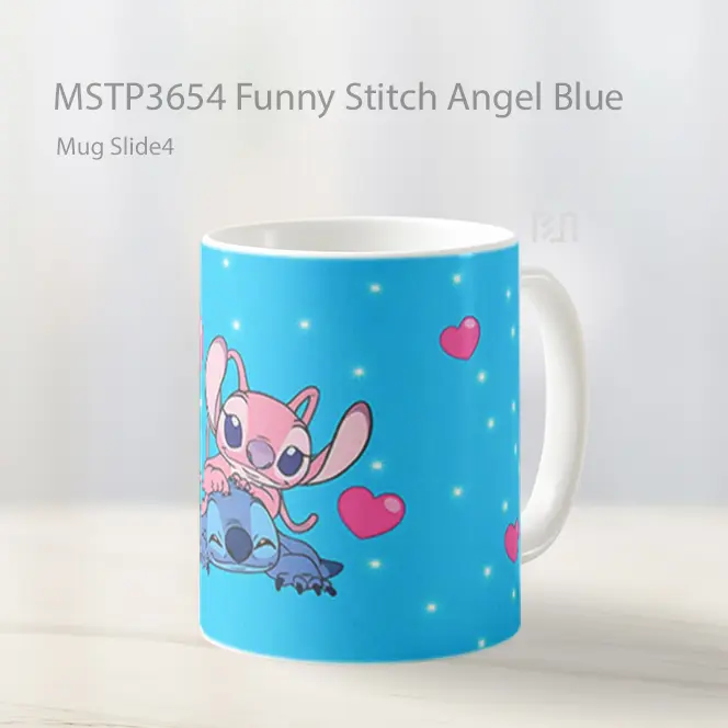 Funny Stitch Angel Blue Mug Gelas Keramik MSTP3654