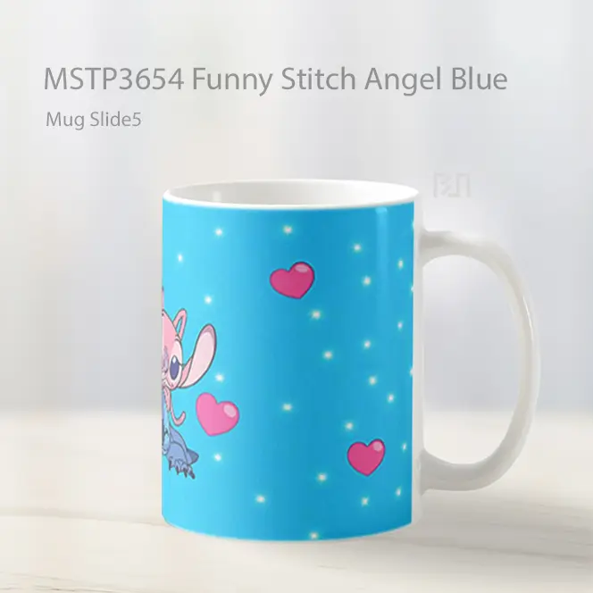 Funny Stitch Angel Blue Mug Gelas Keramik MSTP3654 - All-side / Desain