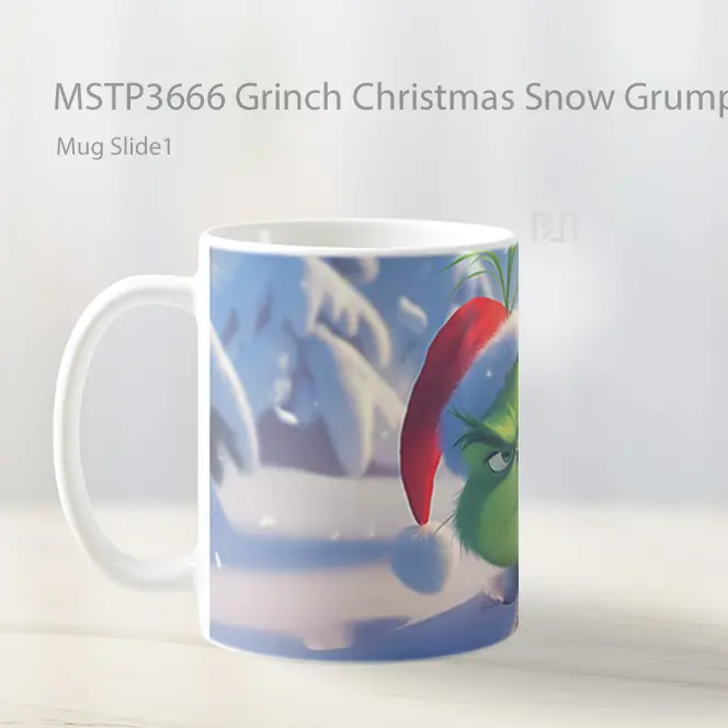 Grinch Christmas Snow Grumpy Look Mug Gelas Keramik MSTP3666 - All-side / Desain