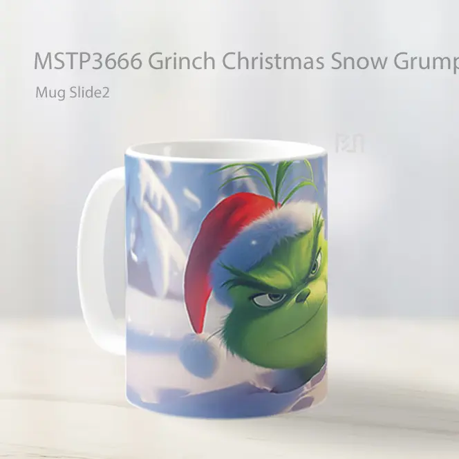 Grinch Christmas Snow Grumpy Look Mug Gelas Keramik MSTP3666 - All-side / Desain