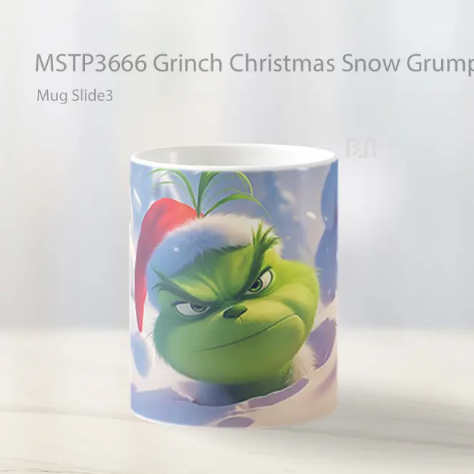 Grinch Christmas Snow Grumpy Look Mug Gelas Keramik MSTP3666 - All-side / Desain