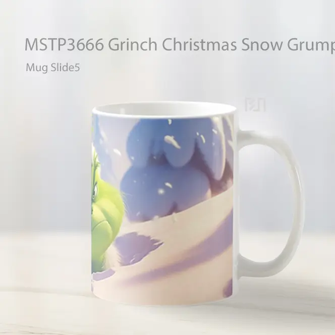 Grinch Christmas Snow Grumpy Look Mug Gelas Keramik MSTP3666 - All-side / Desain