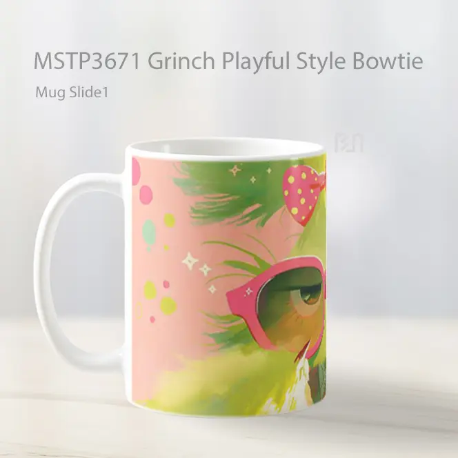 Grinch Playful Style Bowtie Mug Gelas Keramik MSTP3671 - All-side / Desain
