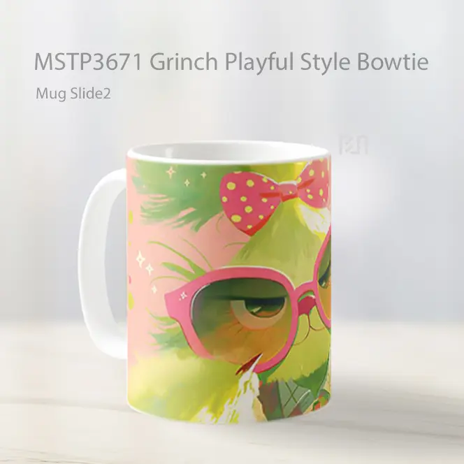 Grinch Playful Style Bowtie Mug Gelas Keramik MSTP3671 - All-side / Desain