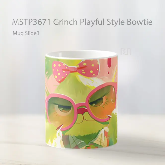 Grinch Playful Style Bowtie Mug Gelas Keramik MSTP3671 - All-side / Desain