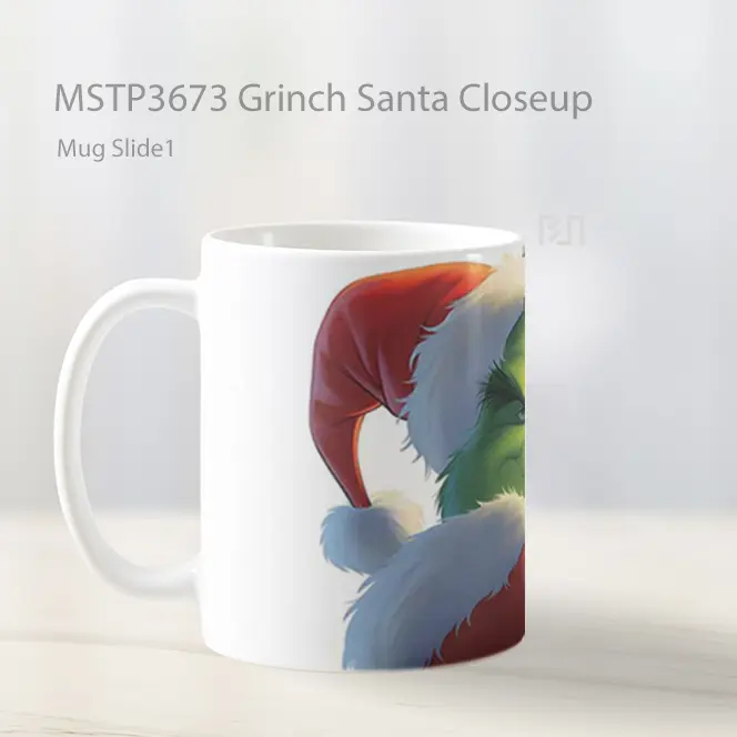 Grinch Santa Closeup Mug Gelas Keramik MSTP3673 - All-side / Desain