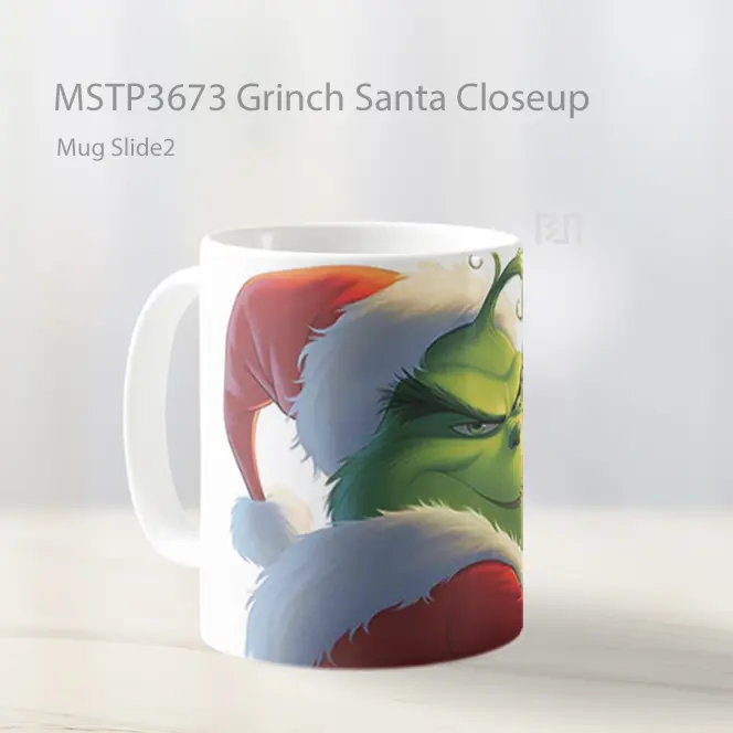 Grinch Santa Closeup Mug Gelas Keramik MSTP3673 - All-side / Desain