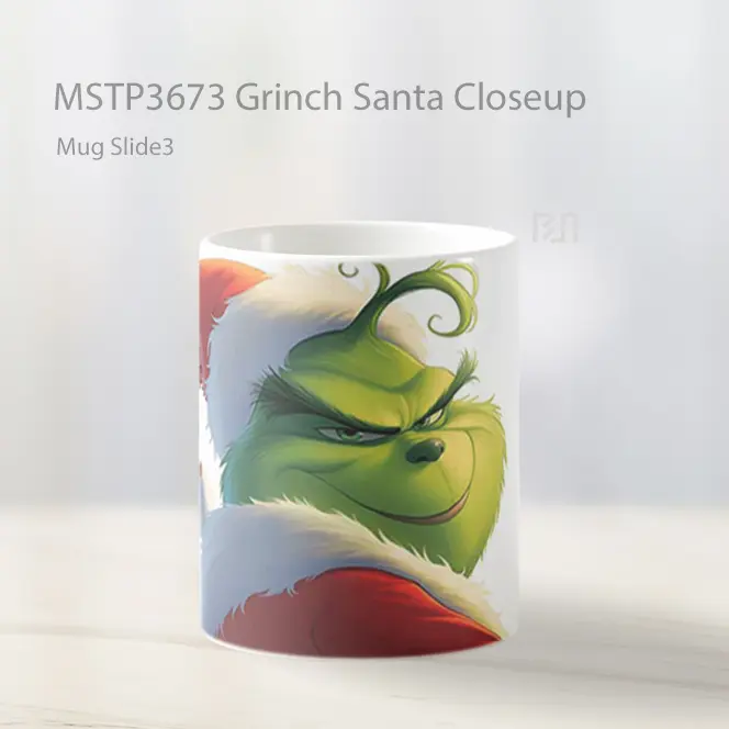 Grinch Santa Closeup Mug Gelas Keramik MSTP3673 - All-side / Desain