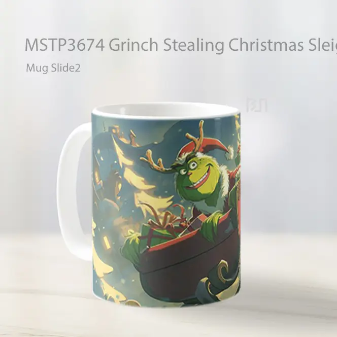 Grinch Stealing Christmas Sleigh Mug Gelas Keramik MSTP3674 - All-side / Desain
