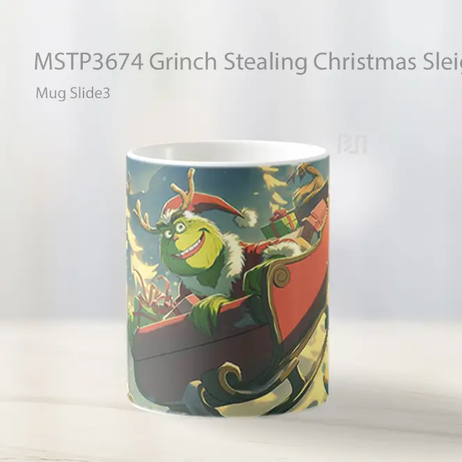 Grinch Stealing Christmas Sleigh Mug Gelas Keramik MSTP3674 - All-side / Desain