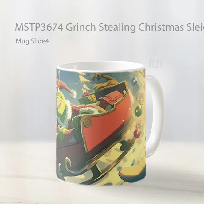 Grinch Stealing Christmas Sleigh Mug Gelas Keramik MSTP3674