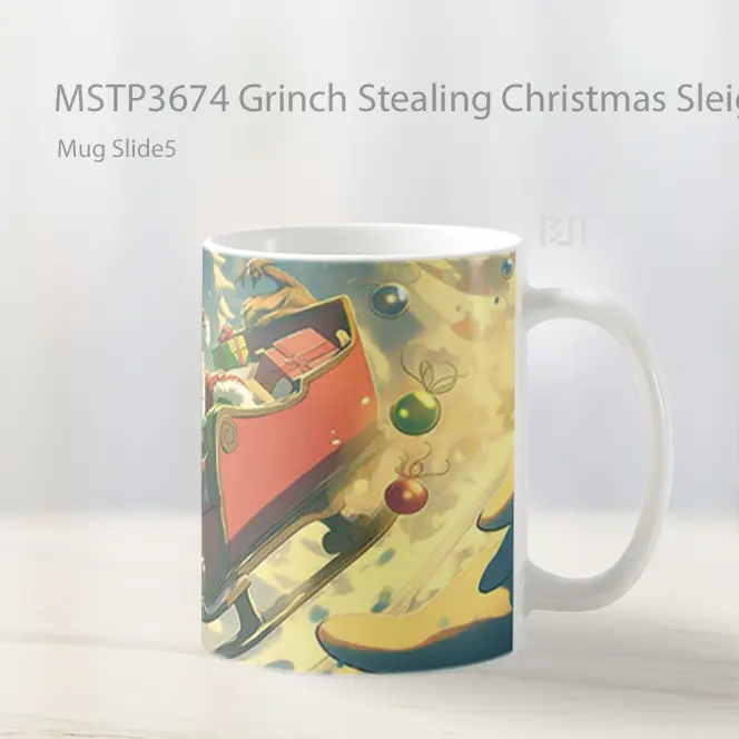 Grinch Stealing Christmas Sleigh Mug Gelas Keramik MSTP3674 - All-side / Desain