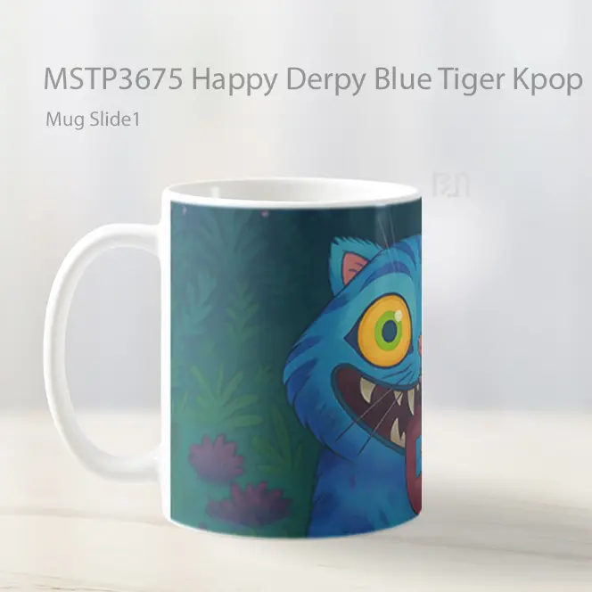 Happy Derpy Blue Tiger Kpop Demon Hunters Mug Gelas Keramik MSTP3675 - All-side / Desain