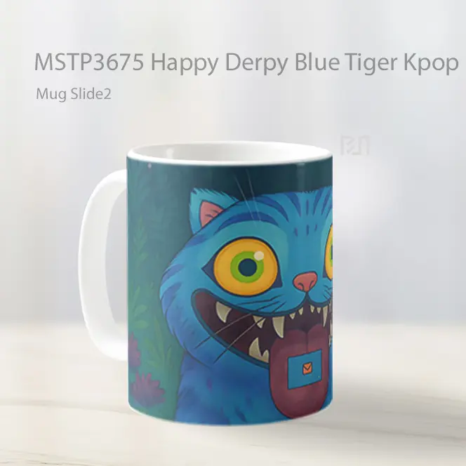 Happy Derpy Blue Tiger Kpop Demon Hunters Mug Gelas Keramik MSTP3675 - All-side / Desain