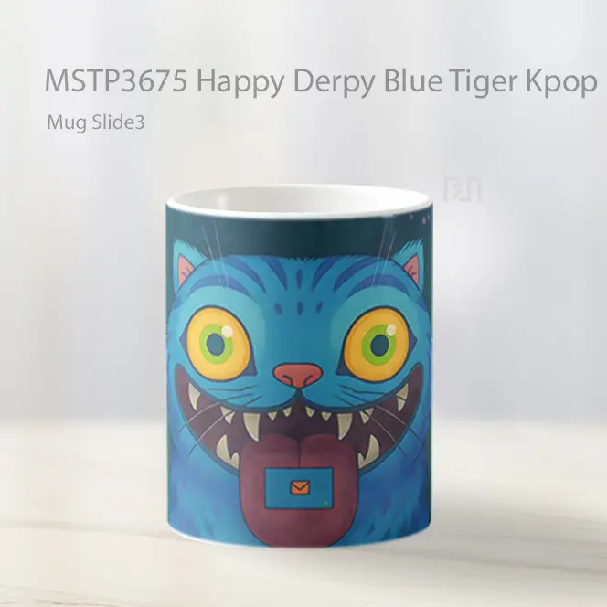 Happy Derpy Blue Tiger Kpop Demon Hunters Mug Gelas Keramik MSTP3675 - All-side / Desain