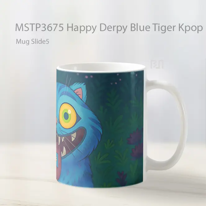 Happy Derpy Blue Tiger Kpop Demon Hunters Mug Gelas Keramik MSTP3675 - All-side / Desain