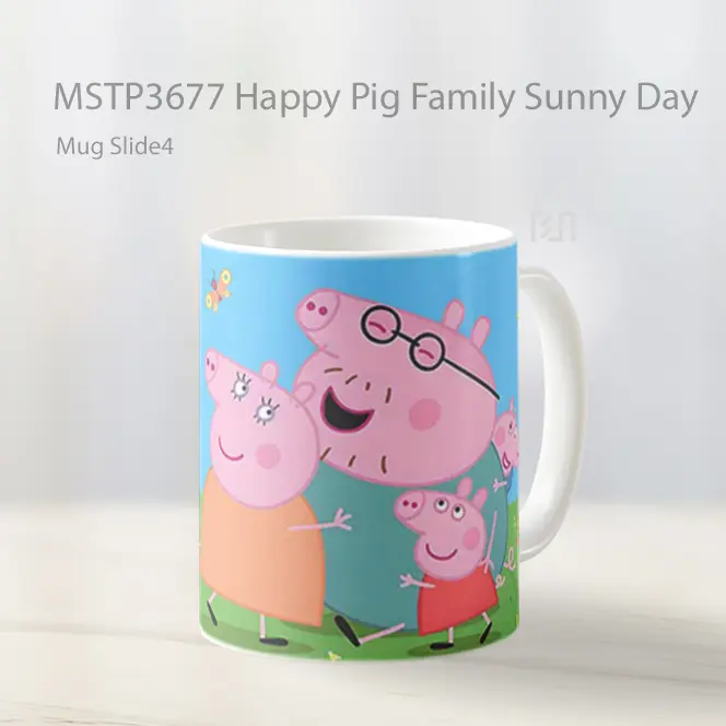 Happy Pig Family Sunny Day Mug Gelas Keramik MSTP3677