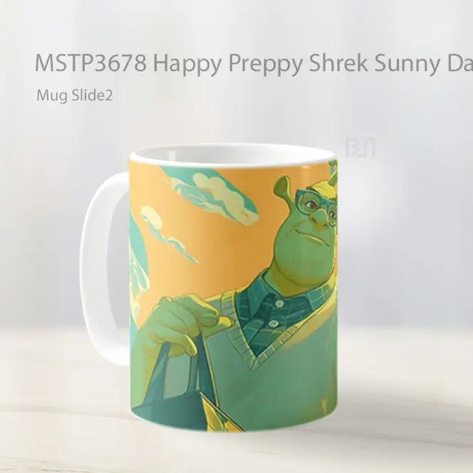 Happy Preppy Shrek Sunny Day Mug Gelas Keramik MSTP3678 - All-side / Desain