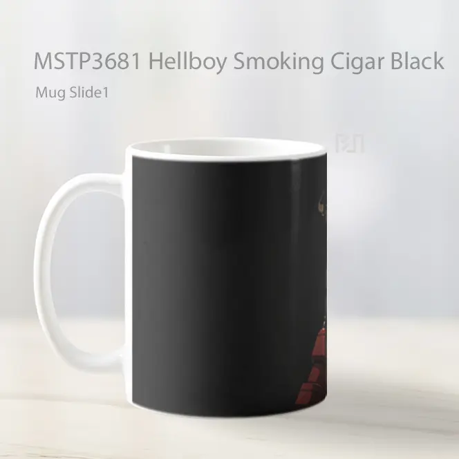 Hellboy Smoking Cigar Black Mug Gelas Keramik MSTP3681 - All-side / Desain