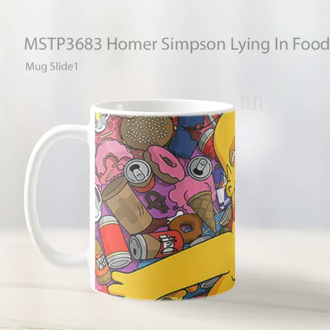 Homer Simpson Lying In Food Mug Gelas Keramik MSTP3683 - All-side / Desain
