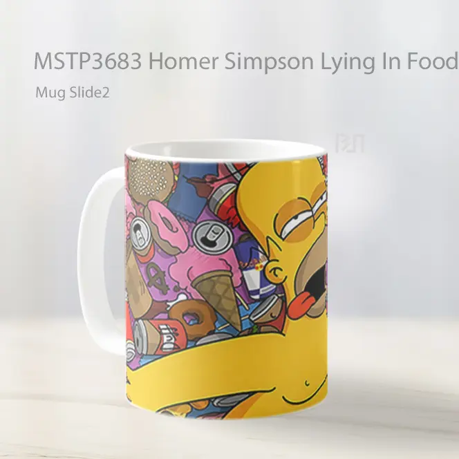 Homer Simpson Lying In Food Mug Gelas Keramik MSTP3683 - All-side / Desain