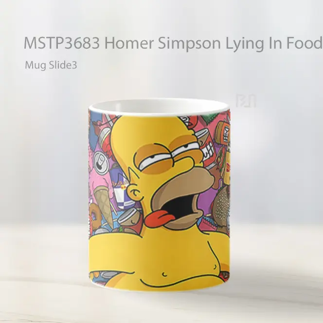 Homer Simpson Lying In Food Mug Gelas Keramik MSTP3683 - All-side / Desain